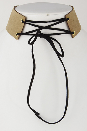 Simple Choker With Criss Cross Laces 6HCJ10